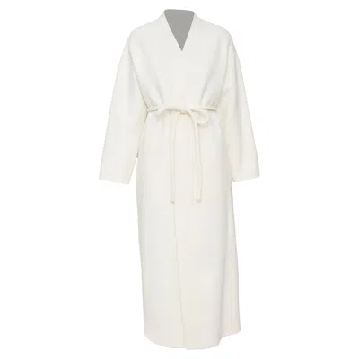 Pre-owned Anine Bing Ivory Double Faced Wool Cashmere Coat In White
