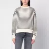 Anine Bing Striped Crew Neck Sweatshirt In Gray