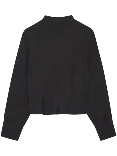 Anine Bing Ivy Drop-shoulder Blouse In 黑色