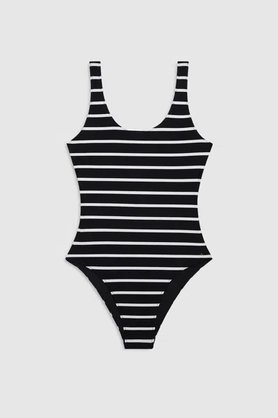 ANINE BING JACE ONE PIECE - BLACK AND WHITE STRIPE L