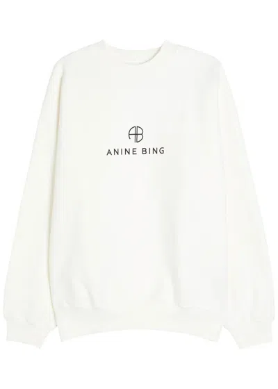 Anine Bing Jaci Logo Cotton-blend Sweatshirt In White