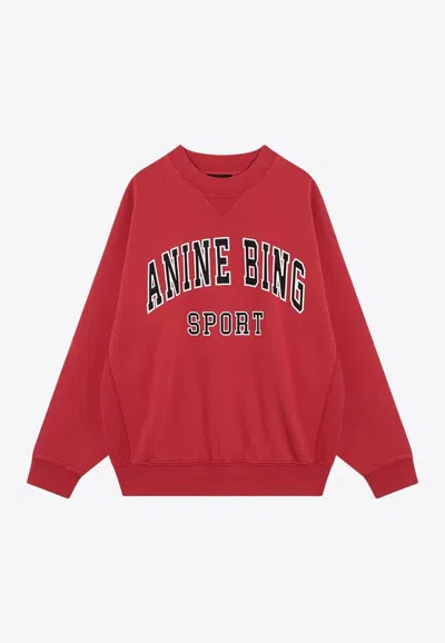 ANINE BING JACI LOGO PRINT CREWNECK SWEATSHIRT