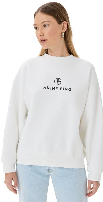 Anine Bing Jaci Sweatshirt Monogram In Ivory In Beige