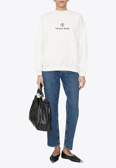 Anine Bing Jaci Monogram Sweatshirt In White