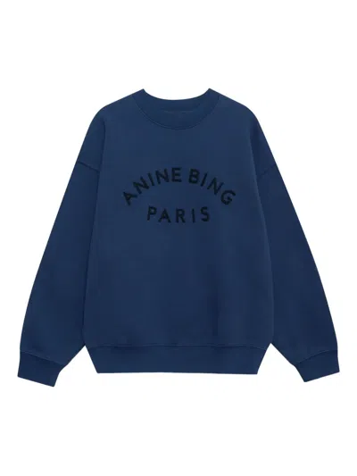 Anine Bing Jaci Paris-logo Sweatshirt In Blue