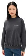 Anine Bing Jaci Printed Cotton-jersey Sweatshirt In Washed Black