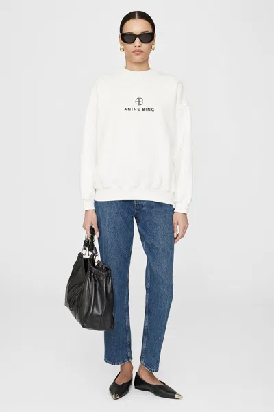 ANINE BING ANINE BING JACI SWEATSHIRT MONOGRAM IN IVORY