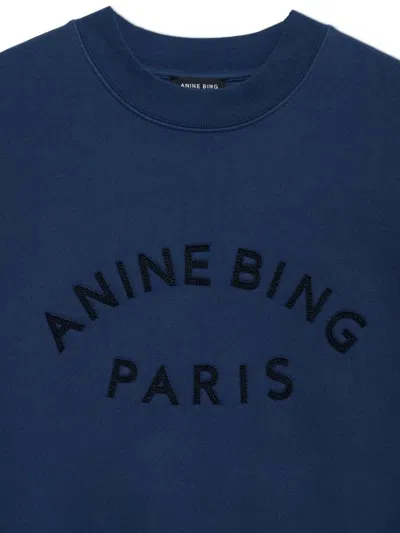 Anine Bing Jaci Sweatshirt Paris - Washed Navy In Blue