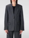 Anine Bing Oversized Dark Grey Wool Blazer In Multi