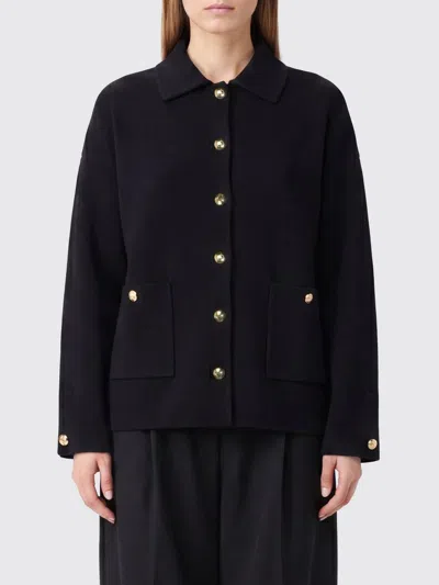 Anine Bing Button Detail Coat Collared Design Pockets In Black