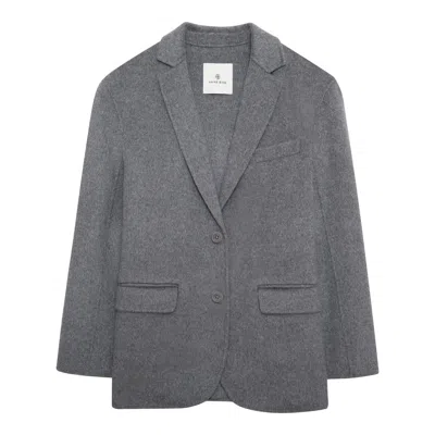 Anine Bing Wool And Cashmere Jacket With Flap Pockets In Gray