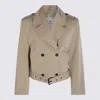 Anine Bing Waist Belted Double-breasted Epaulettes Lapels In Neutral