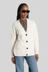 Anine Bing Jackson Cardigan In Beige Suede In White