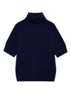 Anine Bing Jackson Turtleneck Short-sleeve Sweater In Blue