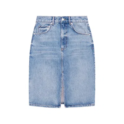 Anine Bing Jamey Front-slit Midi Skirt In Blue