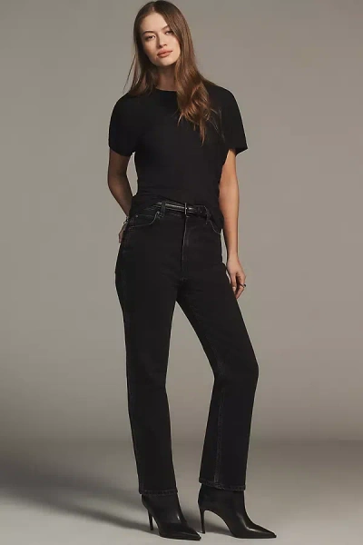 Anine Bing Jane High-rise Straight-leg Jeans In Black