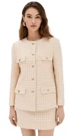 ANINE BING JANET JACKET CREAM AND PEACH HOUNDSTOOTH
