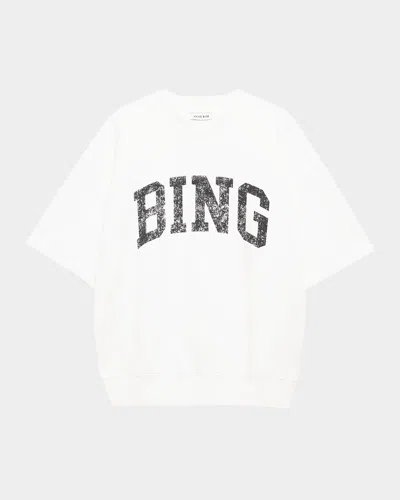 Anine Bing Jay Short-sleeve Logo Sweatshirt In White