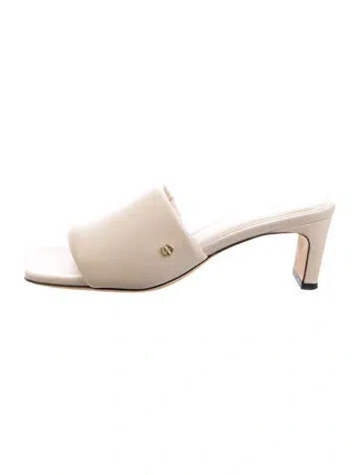 Pre-owned Anine Bing Jayden Leather Slides In Neutrals