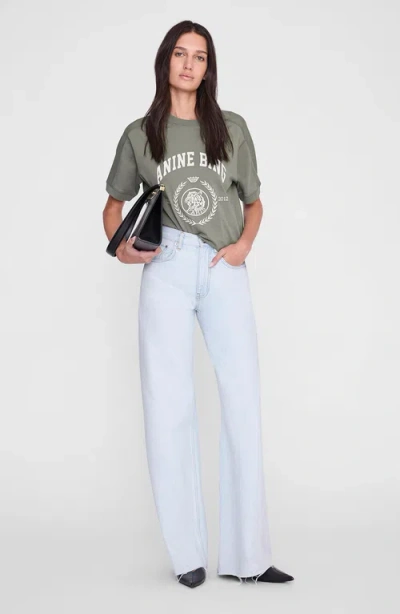 Anine Bing Khaki Jaylin Collegiate T-shirt In Green