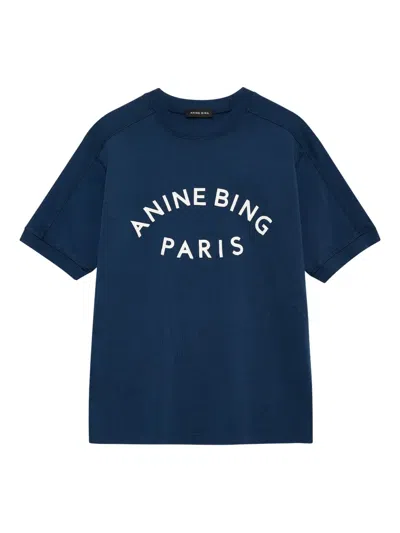 Anine Bing Jaylin Logo-print T-shirt In Blue