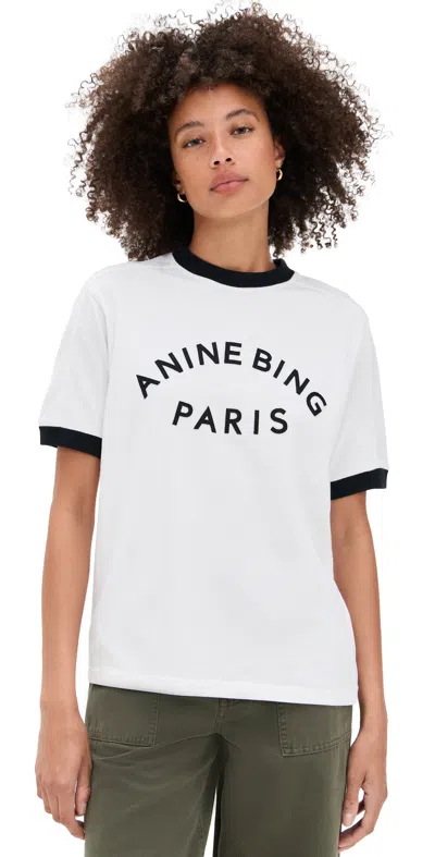 Anine Bing Jaylin Tee Paris Ivory In White