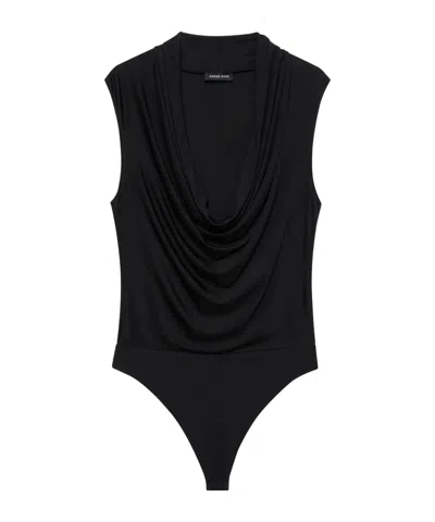 Anine Bing Jeanette Sleeveless Bodysuit In Black