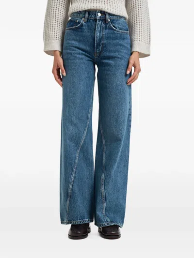 Anine Bing High-rise Wide-leg Jeans With Twisted Seams In Blue