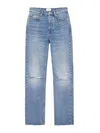 Anine Bing Bruno Destructed Frayed Jeans In Blue