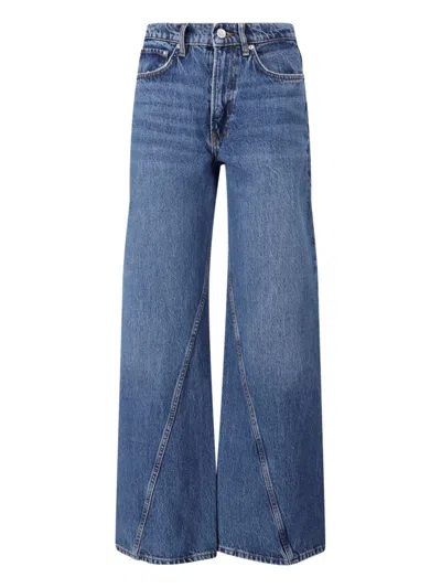 Anine Bing High-rise Wide-leg Jeans With Twisted Seams In Blue