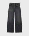 Anine Bing Brie High Rise Jeans In Washed Black In Black
