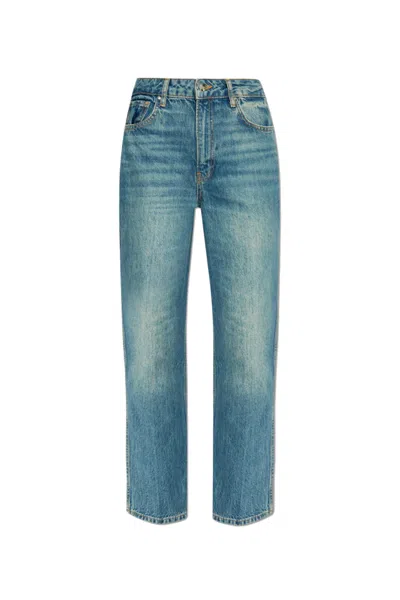 Anine Bing Vin High Waist Cropped Jeans In Blue