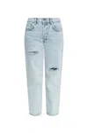 Anine Bing Front Button Fastened Ripped Jeans In Destructed Bleached