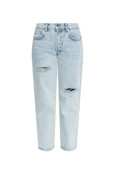 Anine Bing Front Button Fastened Ripped Jeans In Blue