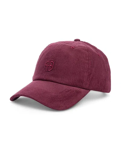 Anine Bing Jeremy Cotton Corduroy Baseball Cap In Burgundy