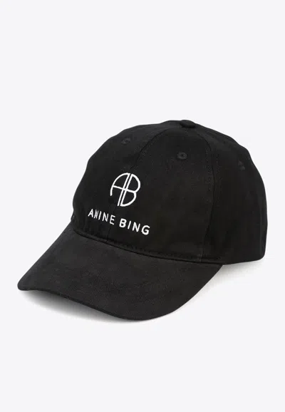 Anine Bing Womens Black Jeremy Cotton Baseball Cap