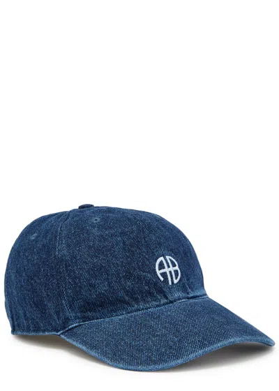 Anine Bing Jeremy Logo-embroidered Denim Cap In Dark Blue