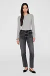 Anine Bing Jo Long Sleeve Tee In Heather Grey In Grey