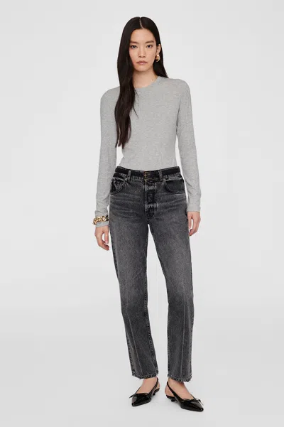 Anine Bing Jo Long Sleeve Tee In Heather Grey