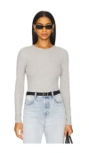 Anine Bing Jo Long Sleeve Tee In Light Grey