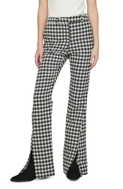 Anine Bing Jocelyn Houndstooth Check Flare Trousers In Black/white