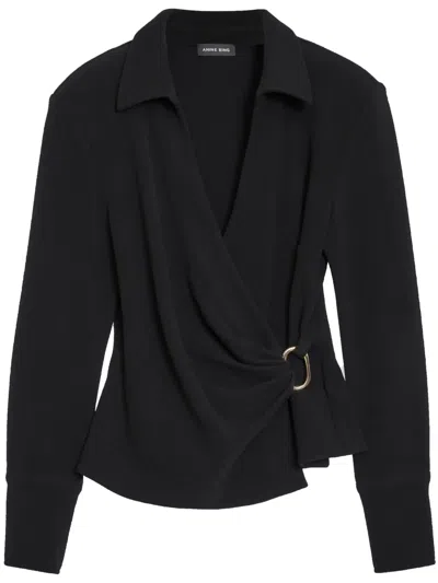 Anine Bing Joey Long-sleeve Blouse In Blue