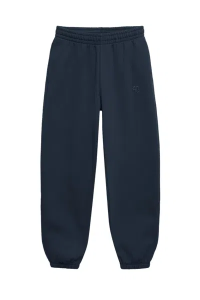 Anine Bing Jogger Trousers With Framed Monogram Detail In Blue