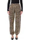 Anine Bing Animal Print Trousers Cuffed Hem In Animal Print