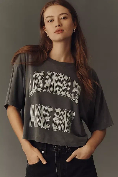 Anine Bing Johnny 100% Cotton Cropped Graphic Tee In Black