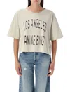 Anine Bing Graphic Print Cropped T-shirt With Short Sleeves In Neutral