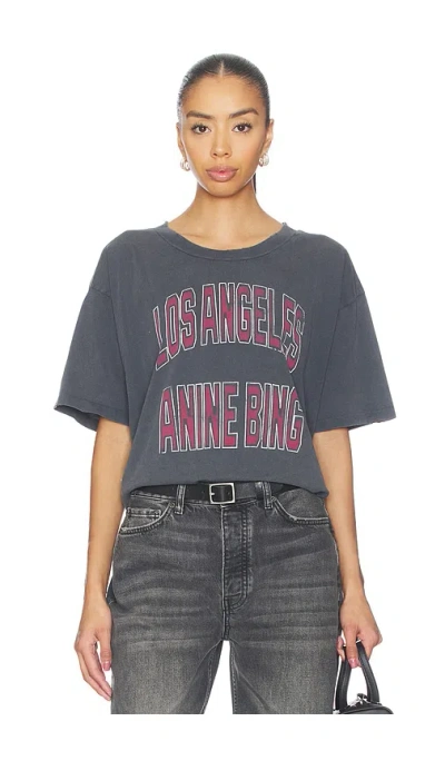 Anine Bing Black Washed Cropped Johnny T-shirt Women In Gray