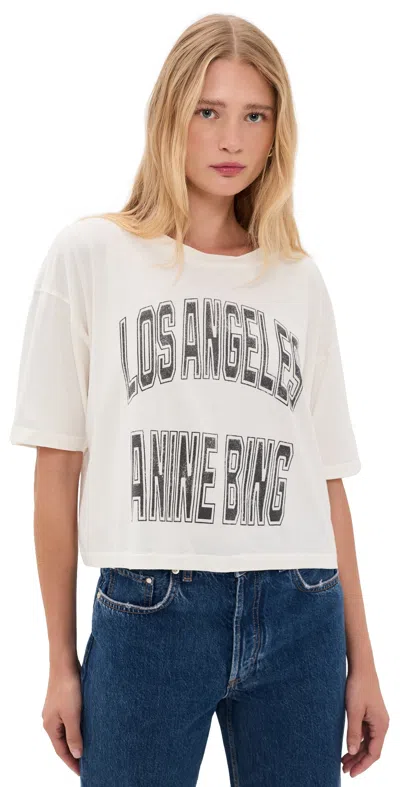 Anine Bing Johnny Cropped Tee Cream In White