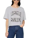 Anine Bing Graphic Print Cropped T-shirt With Short Sleeves In Gray