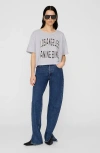 Anine Bing Graphic Print Cropped T-shirt With Short Sleeves In Gray